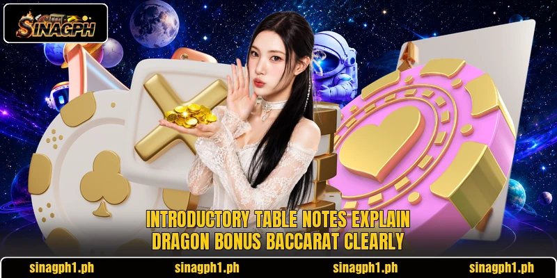 Introductory table notes explain dragon bonus baccarat clearly