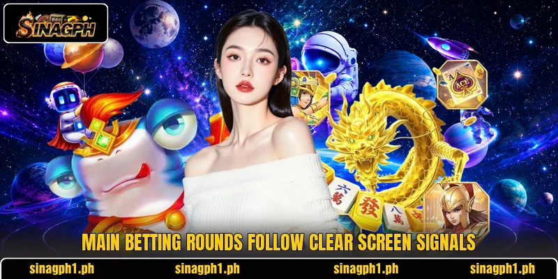 Main betting rounds follow clear screen signals