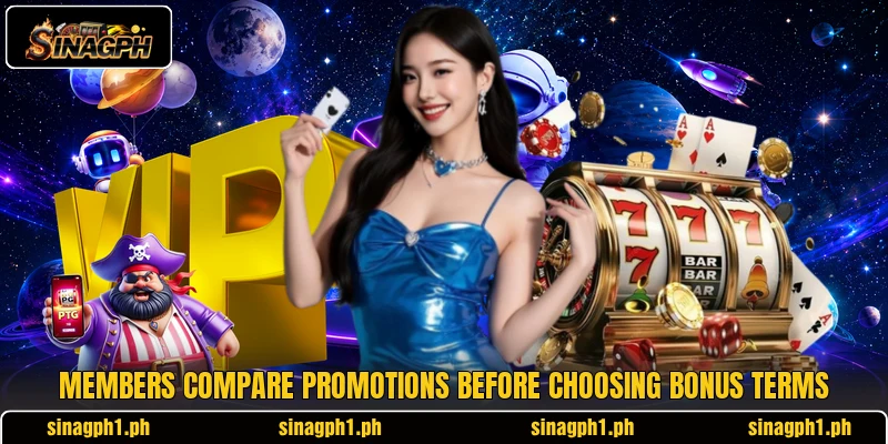 Members compare promotions before choosing bonus terms Members compare promotions before choosing bonus terms
