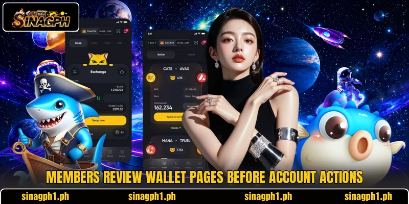 Members review wallet pages before account actions Members review wallet pages before account actions