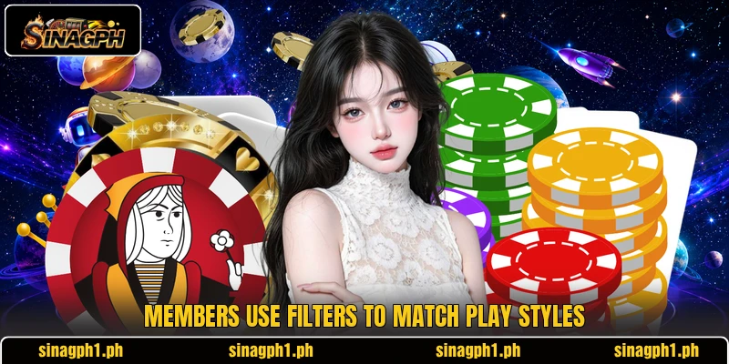 Members use filters to match play styles Members use filters to match play styles