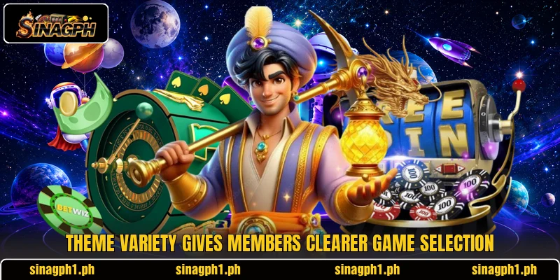 Theme variety gives members clearer game selection Theme variety gives members clearer game selection